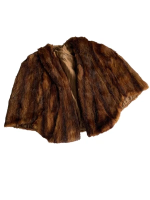 $32.99 • Buy Vintage Genuine Mink Fur Stole Cape Wrap Satin Lining
