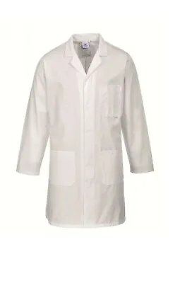 Portwest Mens Anti-Microbial Lab Coat White SIZE Large • £6
