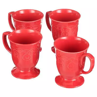 The Pioneer Woman Cowgirl Lace 4-Piece 14-Ounce Mug Set Red • $13