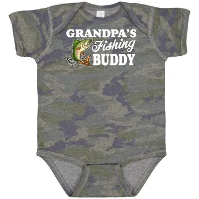 Inktastic Grandpa's Fishing Buddy With White Text Baby Bodysuit Kids Little Fish • $19.99