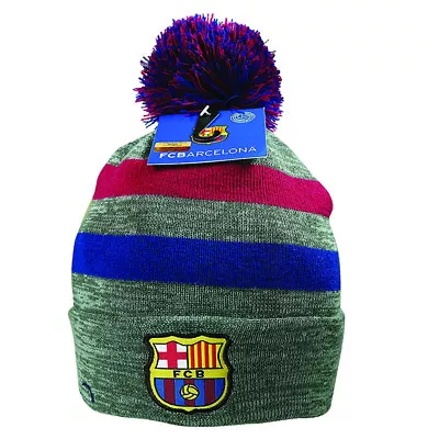 Fc Barcelona Beanie Pom Grey Cap Hat Winter New Season Messi 10 Gorra Official 3 • $14.99