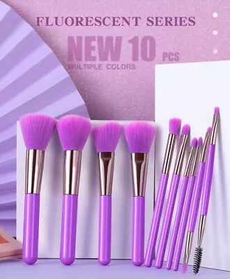 Eyeshadow Brushes 10Pcs Set Eye Makeup Travel Portable Eyeliner Eyebrow Brushes • $13.36