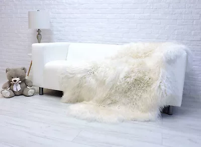 Icelandic Sheepskin Rug Quatro White Mongolian Style Area Rug Bedroom Rug 709 • $380.72