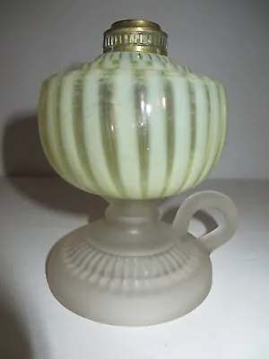 Antique Venetian Vaseline Opalescent Oil Kerosene Finger Lamp Uranium Glows • $189