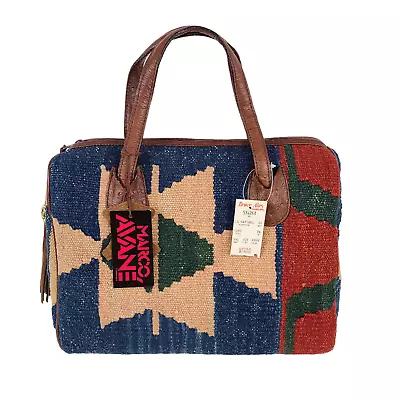 NWT VTG MARCO AVANE Satchel Bag Woven Tapestry Kilim Aztec Southwest Handles • $102.55