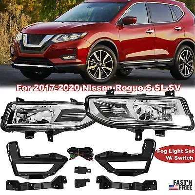 For 2017-2020 Nissan Rogue S SL SV Fog Lights Lamps W/ Switch Bezel Wires Set • $37