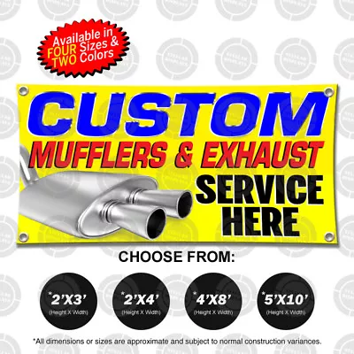 Custom Muffler Exhaust Repair Service Banner Open Sign Auto Mechanic Shop Pipes • $162