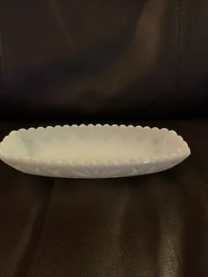 Vintage Antique White Milk Glass 9 1/2  Relish Candy Butter Dish • $9