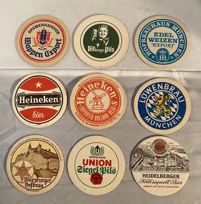 Vintage European Mostly German Beer Pub Mats Coaster Lot Of 9 SOME RARE (L1) • $13.50