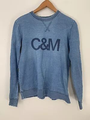 Camilla And Marc Size 10 Washed Blue Cotton Sweater Pullover Jumper C&M Logo • $39