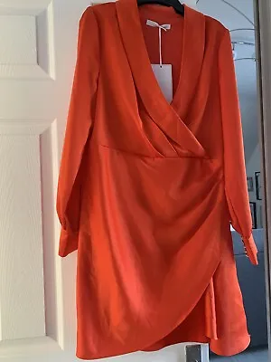 Michelle Keegan Orange Satin Look Dress 14 • £5