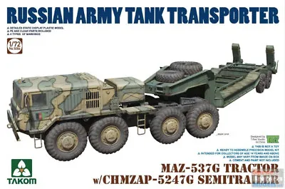 TAK05004 1:72 Takom MAZ-537G Tractor With CHMZAP-5247G Semi-Trailer Russian • $51.79