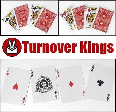 Turnover Kings To Aces 4 Card Trick Face Up Down Packet Instant Change Magic New • £3.99