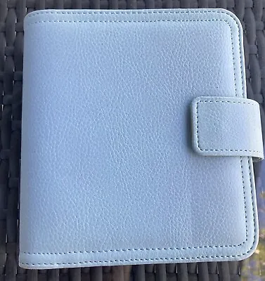 Franklin Covey Simulated Leather Compact Snap Binder With Inserts 4x6” Pale Blue • $45
