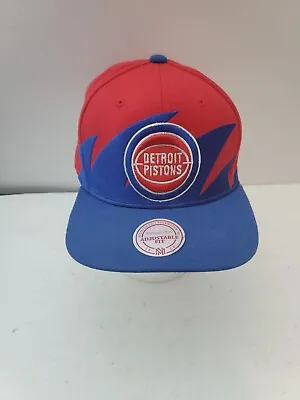 Detroit Pistons VTG 90s Sharktooth Snapback Hat Mitchell & Ness Hardwood Classic • $42