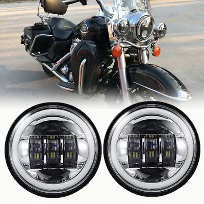 2pcs 4.5  Inch Round LED Light Fog Driving Lamps Angel Eyes Halo For Harley Bike • $35.99