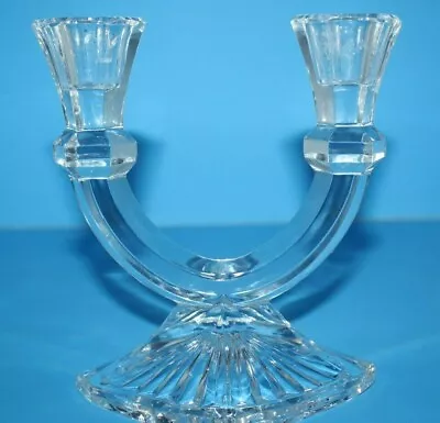 Vintage 24% Lead Crystal Double Candlestick Holder Made In Poland • $5.25