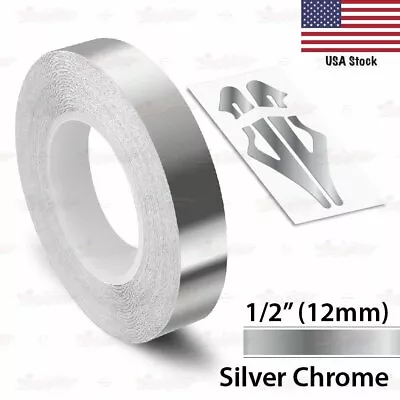 SILVER CHROME 1/2  PIN STRIPE Car Model Motorcycle Decal TAPE Vinyl Sticker 12mm • $9.95