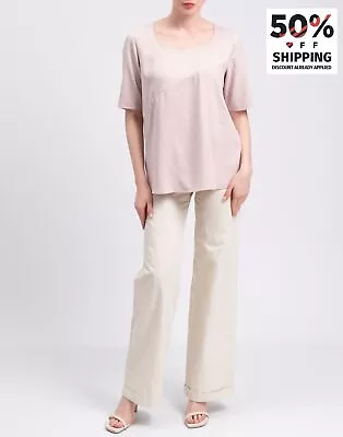RRP€276 MARINA RINALDI Boemia Blouse Plus Size 21 US12 UK16 M Pink Round Neck • $50.51
