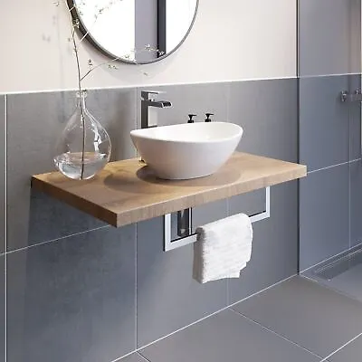 £249 • Buy Bathroom Wall Hung Floating Shelf Wash Basin Sink Towel Rail Storage Beige 600mm