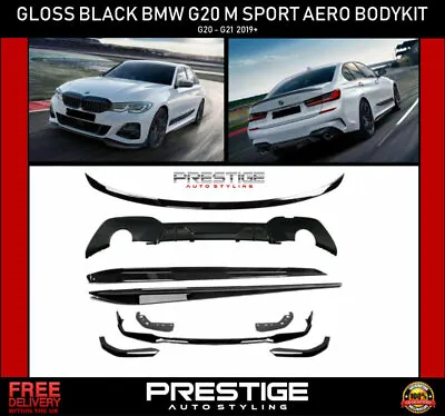 £279.89 • Buy Bmw G20 G21 M Performance Kit Gloss Black Style Front Lip 3 Series Bodykit 2018+