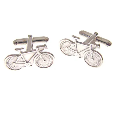 £65 • Buy Silver Racing Bike Cufflinks. Hallmarked Sterling Silver Racing Cycle Cufflinks