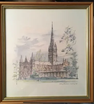 Vintage F/G Print “Salisbury Cathedral” By Mads Stage 1978 • $30.83