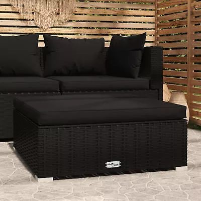 Garden Footrest With Cushion Black 70x70x30  Poly Rattan O8Y0 • $228.59