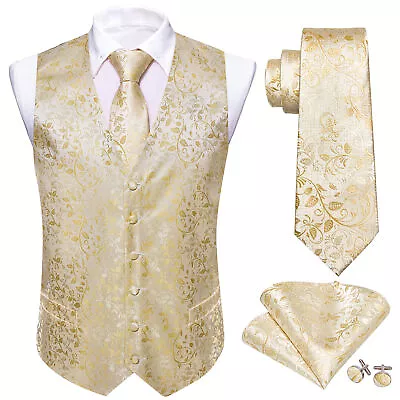 SET Vest Tie Hankie Fashion Men's Formal Dress Suit Slim Tuxedo Waistcoat Coat • $21.61