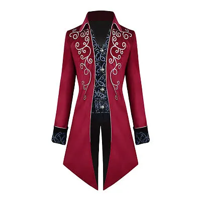 Men Steampunk Coat Medieval Victorian Tailcoat Halloween Party Cosplay Costumes • $46.63