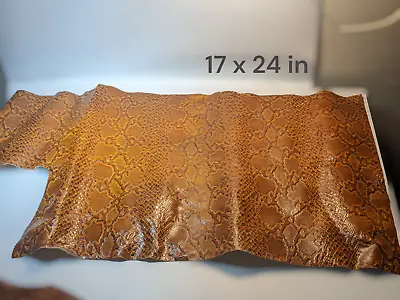 SNAKESKIN FAUX LEATHER VINYL Fabric Remnant Crafting Patching 17 X 24 In WSF • $12.60