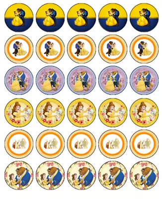 Beauty & The Beast Cupcake Toppers Edible Wafer Paper Cake Decorations 30 • $6.43