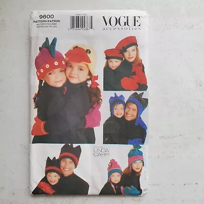 Vogue Pattern 9600 Hats Whimsical Accessories Mens Womens Childs UNCUT Vtg 1996 • $5.59