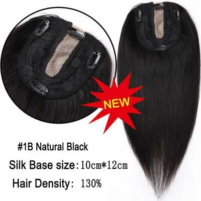 100% Real Remy Human Hair Topper For Women Hairpiece Mono Silk Base Thick 6 -18  • $66.30