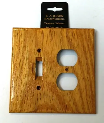 Vintage Oak Wood Toggle Switch And Duplex Wall Plate Cover 5-1/2  X 5-1/2  • $4.95