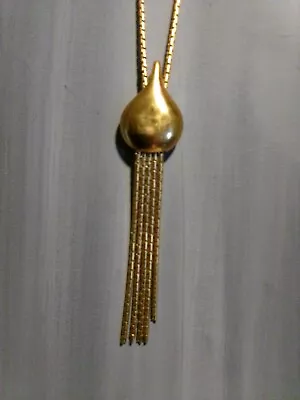 Monet Vintage Necklace Tassel Gold Tone Chain Signed 70s Abstract Long Signed • $15.60