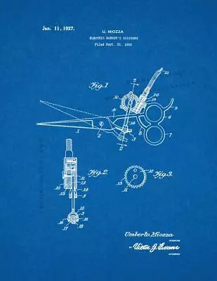 Electric Barber's Scissors Patent Print Blueprint • $19.32