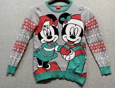 Disney Juniors Mickey & Minnie Christmas Holiday Sweater XL(14-16) Gray • $16.99