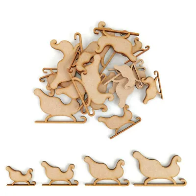 Sleigh MDF Craft Shapes Wooden Blank Christmas Decoration Embellishments Santa • £2.45