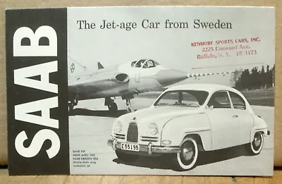1956 SAAB 93F DEALERSHIP BROCHURE 5  X 8  THE JET AGE CAR • $15