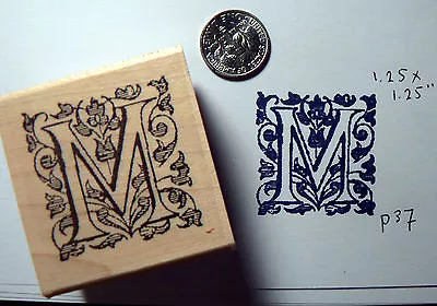 P37 Monogram Letter M Rubber Stamp Wood Mounted • $9