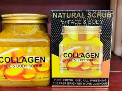 Collagen Face & Body Scrub 500 Ml -17.4 OZ Pure Natural Clearer Brighter Uni Six • $24.99