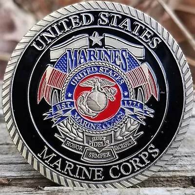 USMC Semper Fidelis Devil Dog Challenge Coin With Capsule And Display Stand • $16.01