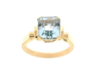 Vintage 14K Yellow Gold Art Deco Emerald Cut Aquamarine Ring By John L Hudson • $495