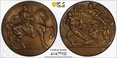 1922 Ecuador Medal Battle Of Pichincha Ae PCGS SP63 Pop 1!! Gold Shield.  #23 • $499.97