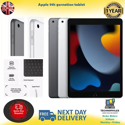 Apple IPad 9th Generation 10.2 Inch 64GB | 256GB  Wi-fi + Cellur Silver/Grey • £239.99