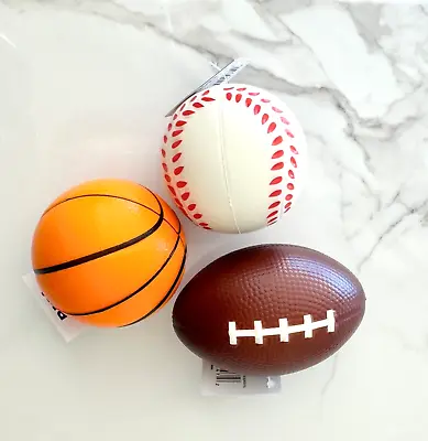 Sports Mini Foam Stress Balls 2.5  Basketball Football Baseball 3PC Set Toys • $4.47