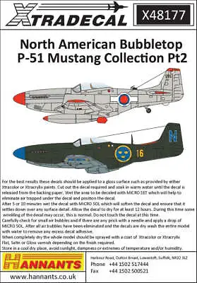 Xtradecal 48177 1:48 North-American P-51D Mustang Bubbletops International Opera • £7.20
