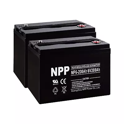 NP6-200Ah (2Pcs) 6V 200Ah AGM Rechargeable Battery For Golf Cat RV Boat Solar • $399.99