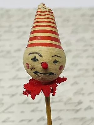 Vintage Spun Cotton Clown Face Pick Cake Topper Valentine Embellishment Hat • $9.99